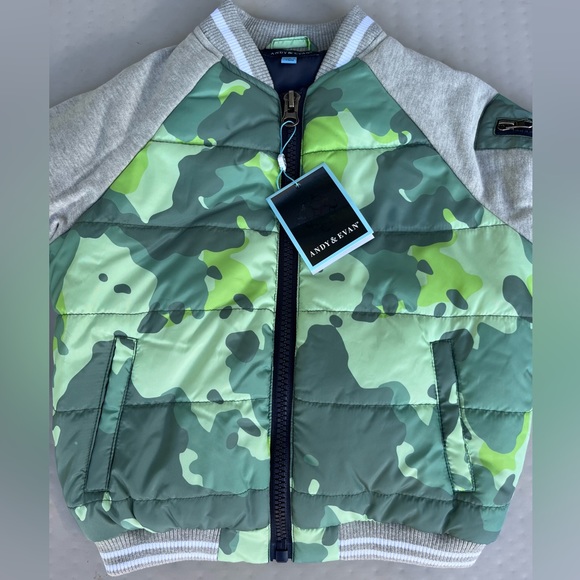 NWT Andy & Evan Kids Cotton Jersey Quilted Camo Puff Jacket - Picture 4 of 8